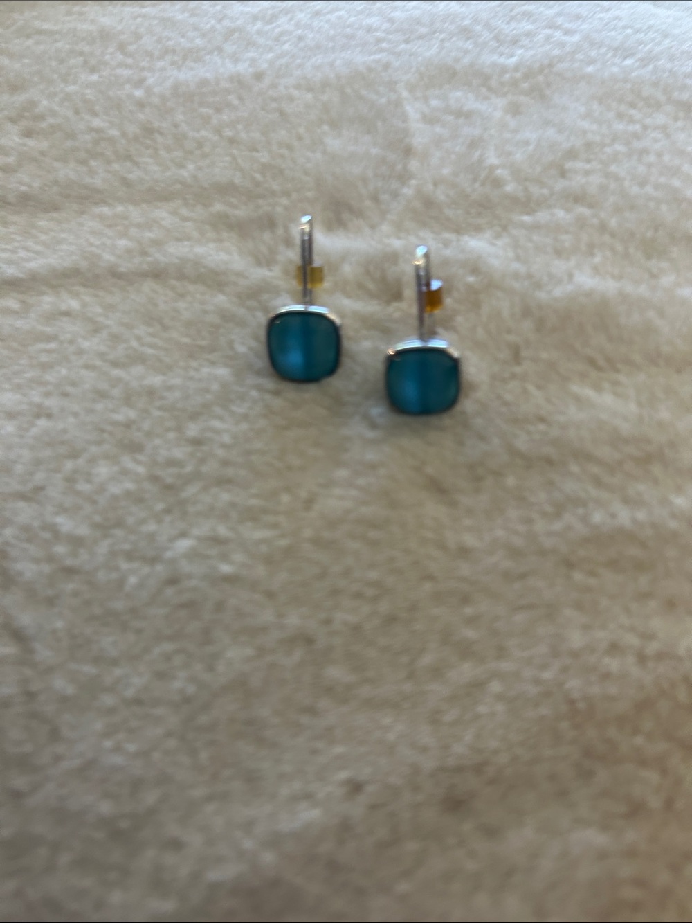 Lia Sophia Teal Blue Square Drop Earrings